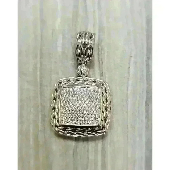 John Hardy Sterling Silver Classic Chain Enhancer with Pave Diamonds - Picture 3 of 8